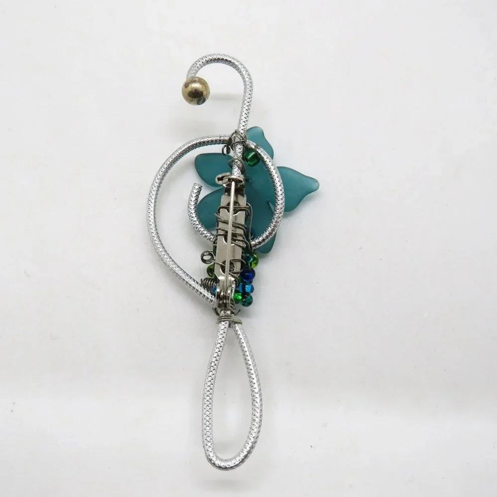 Blue Floral Brooch 3.5